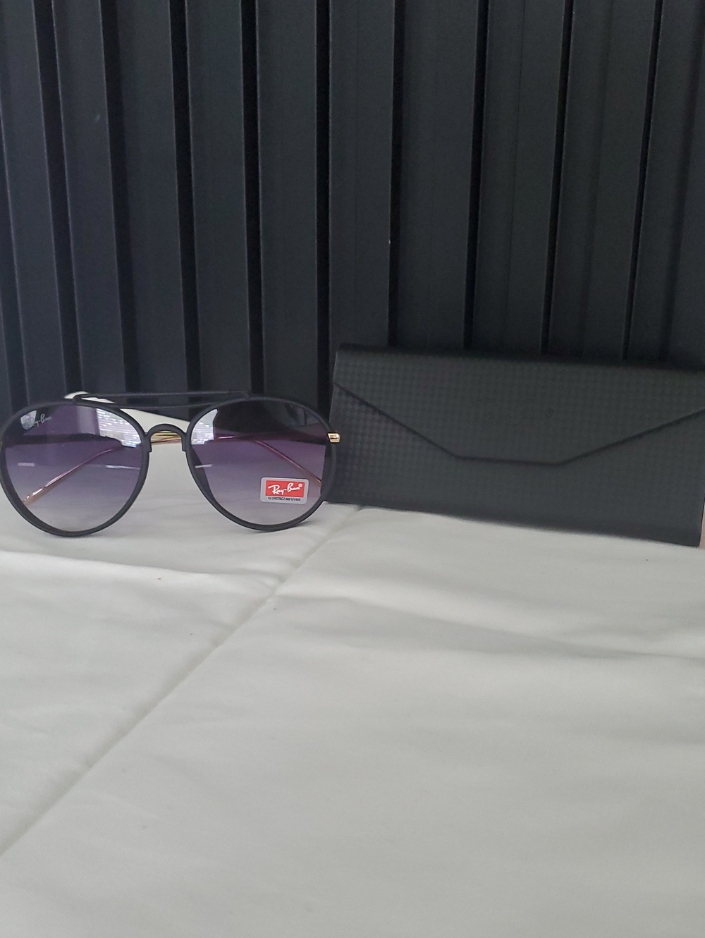 Ray-Ban Men's Black Frame Purple Gradient Lens Round Aviator Sunglasses